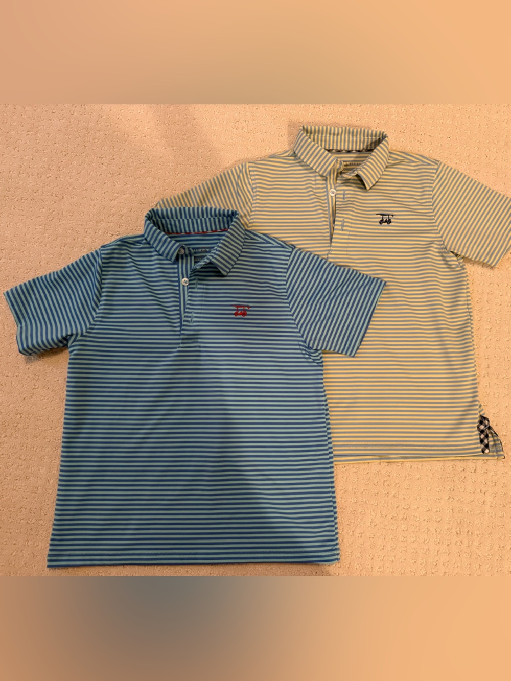 Striped Polo Shirt - Blue and Light Yellow - Kids